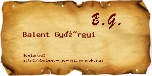 Balent Györgyi névjegykártya